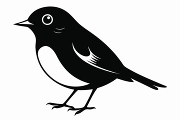 robin silhouette line art vector illustration with a white background