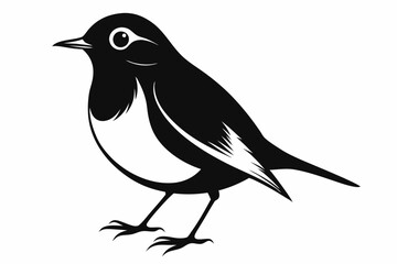 robin silhouette line art vector illustration with a white background
