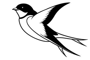 swallow silhouette line art vector illustration with a white background