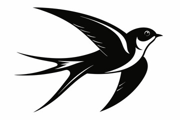 swallow silhouette line art vector illustration with a white background