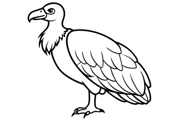 vulture silhouette line art vector illustration with a white background