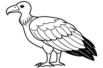 vulture silhouette line art vector illustration with a white background