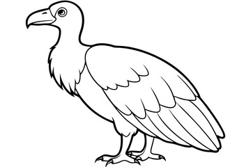 vulture silhouette line art vector illustration with a white background