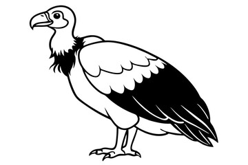 vulture silhouette line art vector illustration with a white background