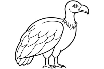 vulture silhouette line art vector illustration with a white background