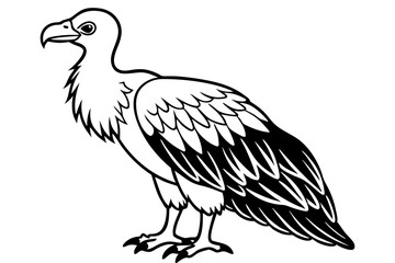 vulture silhouette line art vector illustration with a white background