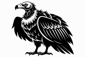 vulture silhouette line art vector illustration with a white background