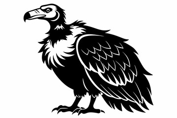 vulture silhouette line art vector illustration with a white background