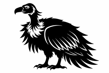 vulture silhouette line art vector illustration with a white background