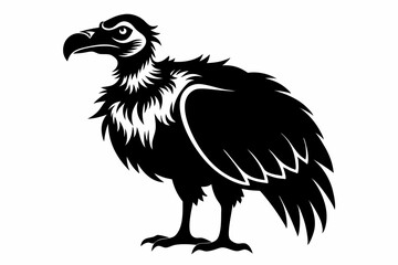 vulture silhouette line art vector illustration with a white background