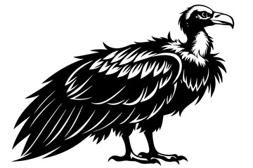 vulture silhouette line art vector illustration with a white background