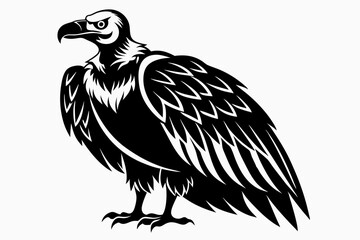 vulture silhouette line art vector illustration with a white background
