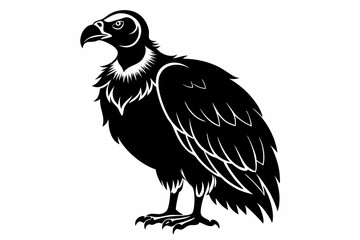 vulture silhouette line art vector illustration with a white background