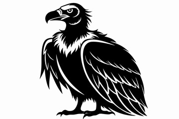 vulture silhouette line art vector illustration with a white background