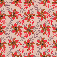 Elegant trendy vector ditsy floral seamless pattern design of beautiful abstract flowers and leaves. Foliage repeat texture background. Suitable for wallpaper, surface printing and textile