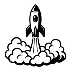 Fototapeta premium Liftoff: A Powerful Illustration Of A Rocket Launching Skyward, Symbolizing Progress, Ambition, Space Exploration, Or New Beginnings