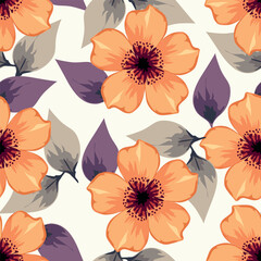 Elegant trendy vector ditsy floral seamless pattern design of beautiful abstract flowers and leaves. Foliage repeat texture background. Suitable for wallpaper, surface printing and textile