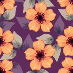 Elegant trendy vector ditsy floral seamless pattern design of beautiful abstract flowers and leaves. Foliage repeat texture background. Suitable for wallpaper, surface printing and textile