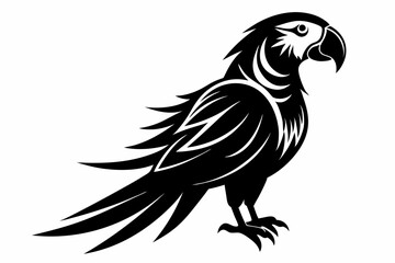 macaw silhouette line art vector illustration with a white background