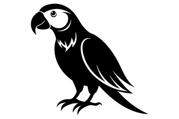 macaw silhouette line art vector illustration with a white background