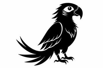 macaw silhouette line art vector illustration with a white background