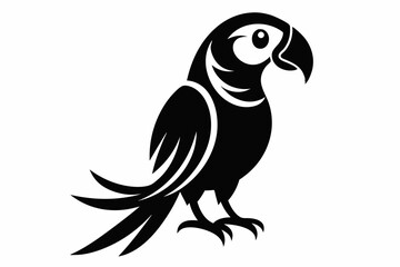 macaw silhouette line art vector illustration with a white background