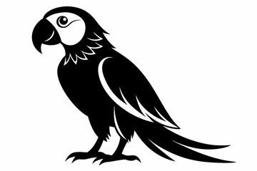 macaw silhouette line art vector illustration with a white background