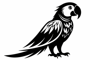 macaw silhouette line art vector illustration with a white background