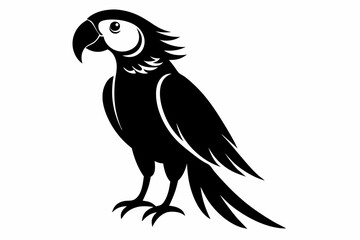 macaw silhouette line art vector illustration with a white background