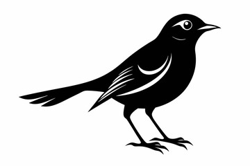 nightingale silhouette line art vector illustration with a white background