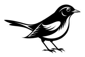 nightingale silhouette line art vector illustration with a white background