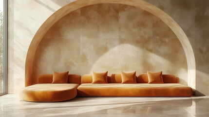 Modern, minimalist,  plush  sofa