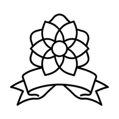 ribbon flower classic line art vector