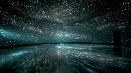Immersive Planetarium Experience with Stars and Cosmic Projections in a Dome-Shaped Room