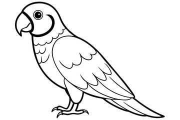 parrot silhouette line art vector illustration with a white background