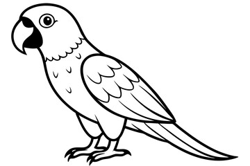 parrot silhouette line art vector illustration with a white background