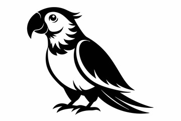 parrot silhouette line art vector illustration with a white background