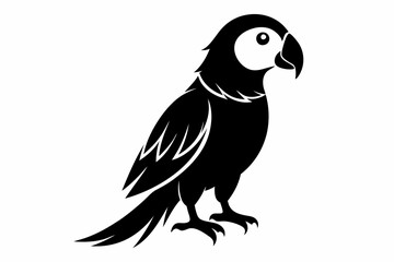 parrot silhouette line art vector illustration with a white background