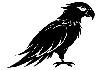 parrot silhouette line art vector illustration with a white background