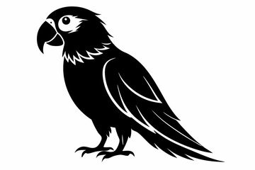 parrot silhouette line art vector illustration with a white background