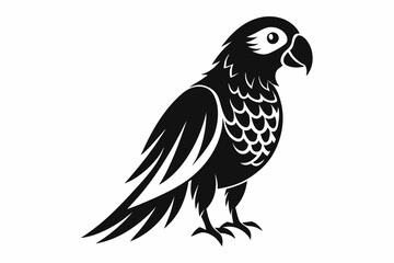 parrot silhouette line art vector illustration with a white background