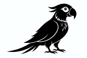 parrot silhouette line art vector illustration with a white background