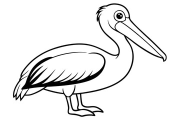 Obraz premium pelican silhouette line art vector illustration with a white background