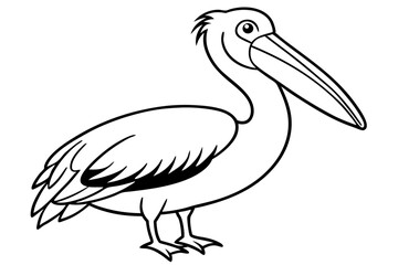 pelican silhouette line art vector illustration with a white background