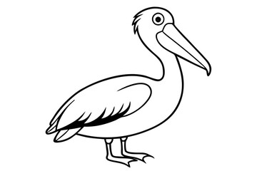 pelican silhouette line art vector illustration with a white background