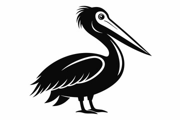 pelican silhouette line art vector illustration with a white background
