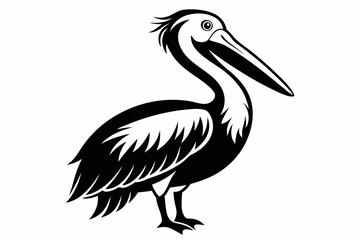 Obraz premium pelican silhouette line art vector illustration with a white background