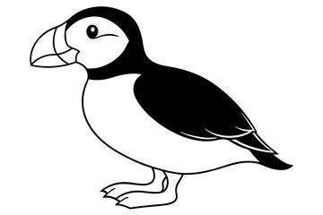 puffin silhouette line art vector illustration with a white background