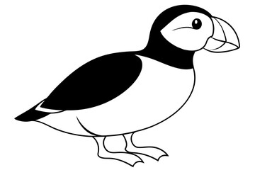 puffin silhouette line art vector illustration with a white background