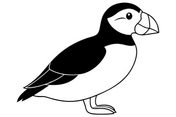 puffin silhouette line art vector illustration with a white background